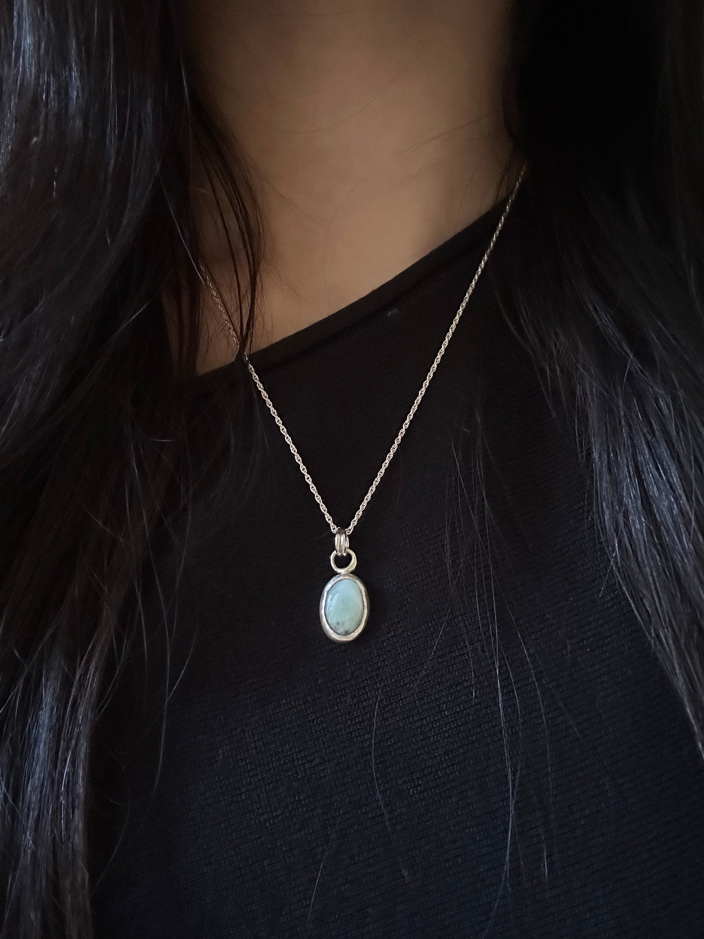 Larimar Dainty Sterling Silver Necklace