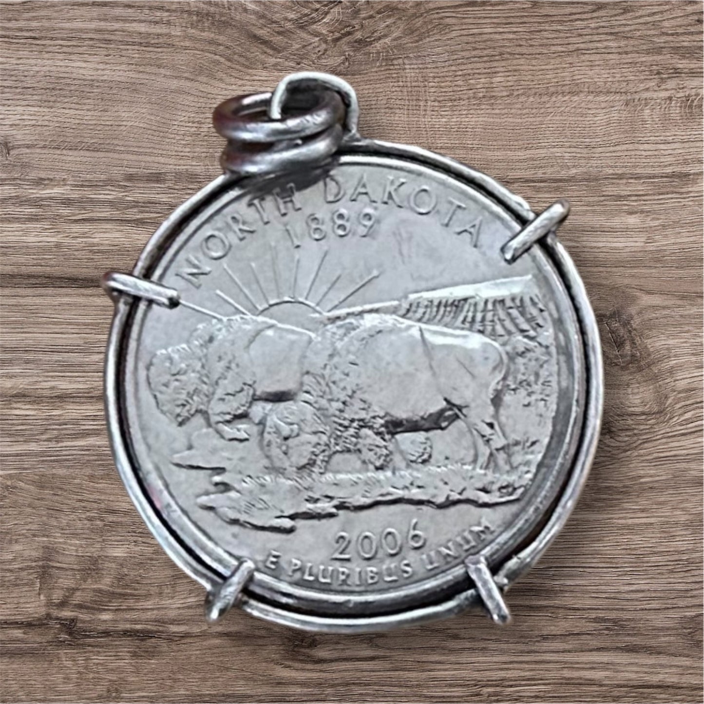 Buffalo Coin Encased Sterling Silver Pendant