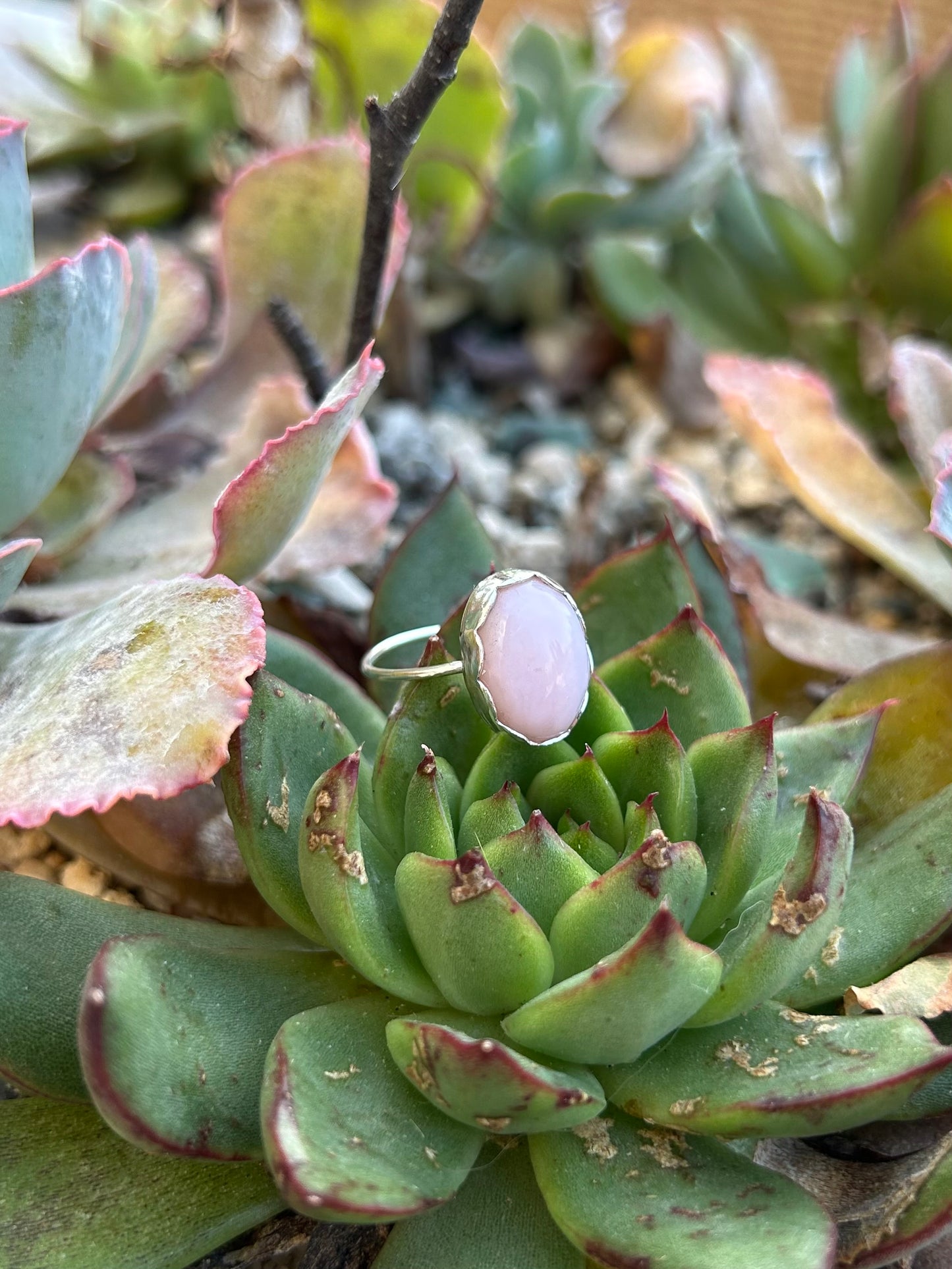 Pink Opal Sterling Silver Ring