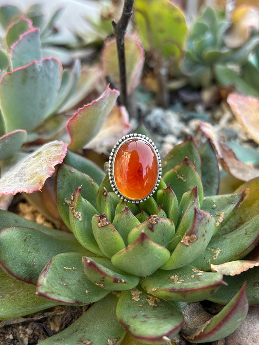 Carnelian Sterling Silver Ring