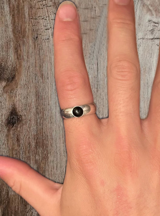 Black Onyx Cigar Sterling Silver Band