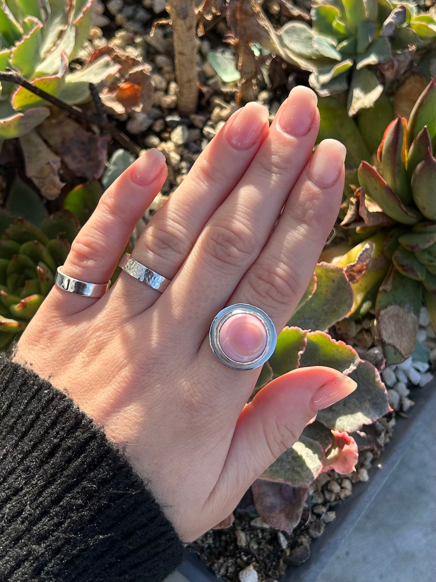 Pink Queen Conch Shell Sterling Silver Ring