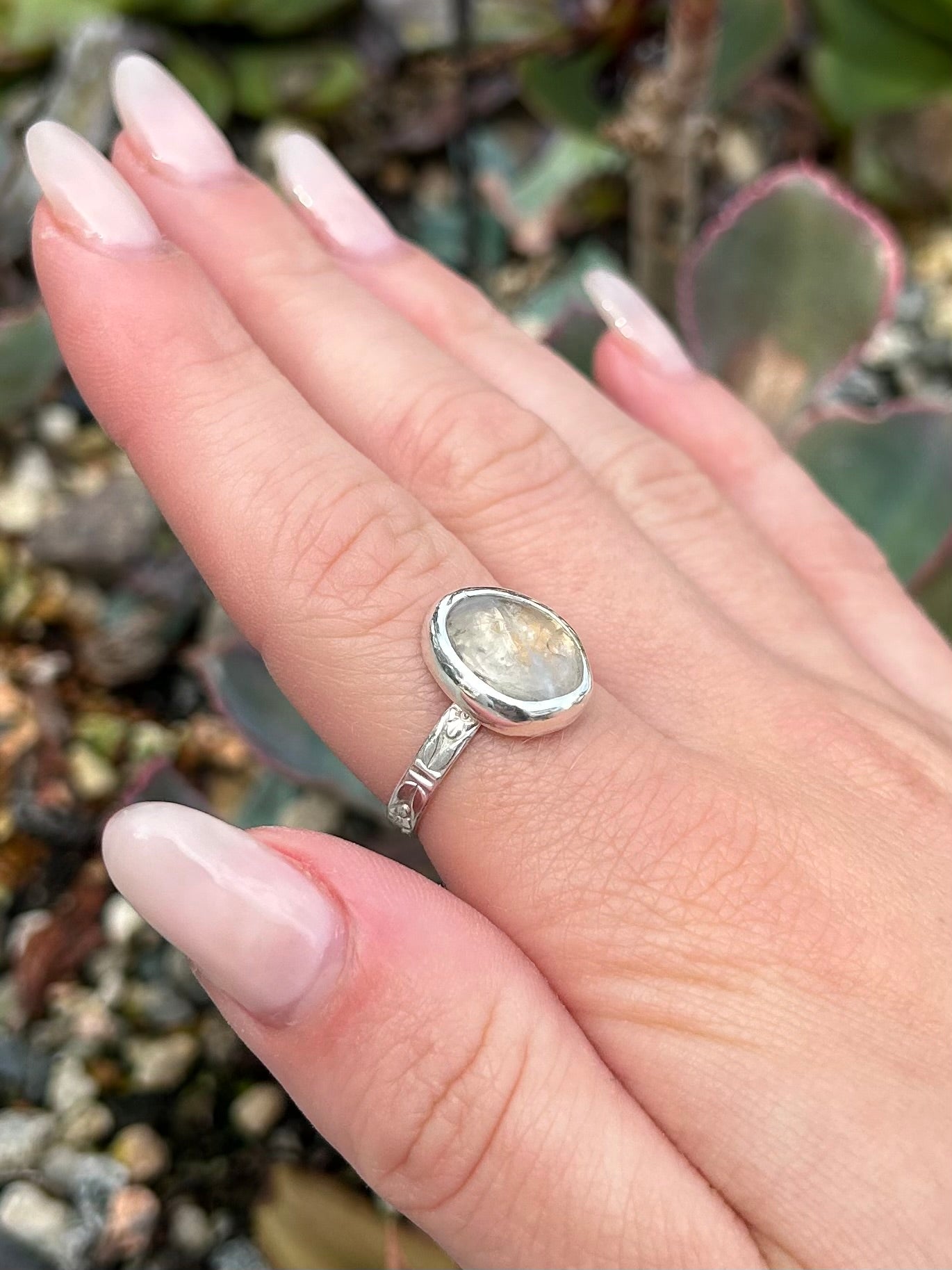 Moonstone Oval Sterling Silver Ring