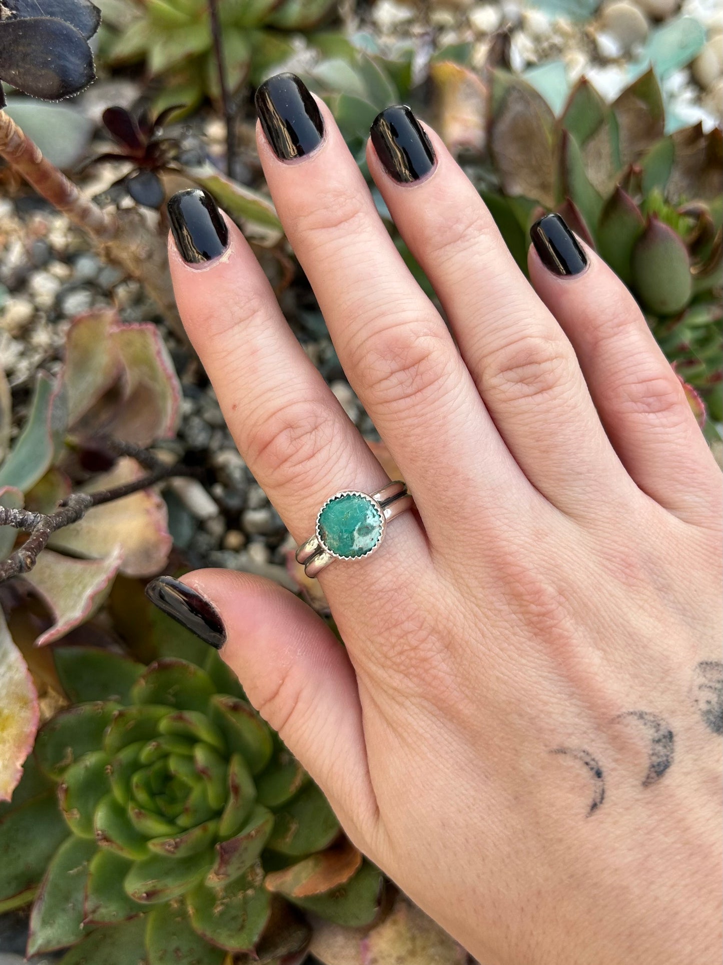 Tibetan Turquoise Sterling Silver Double Band Ring