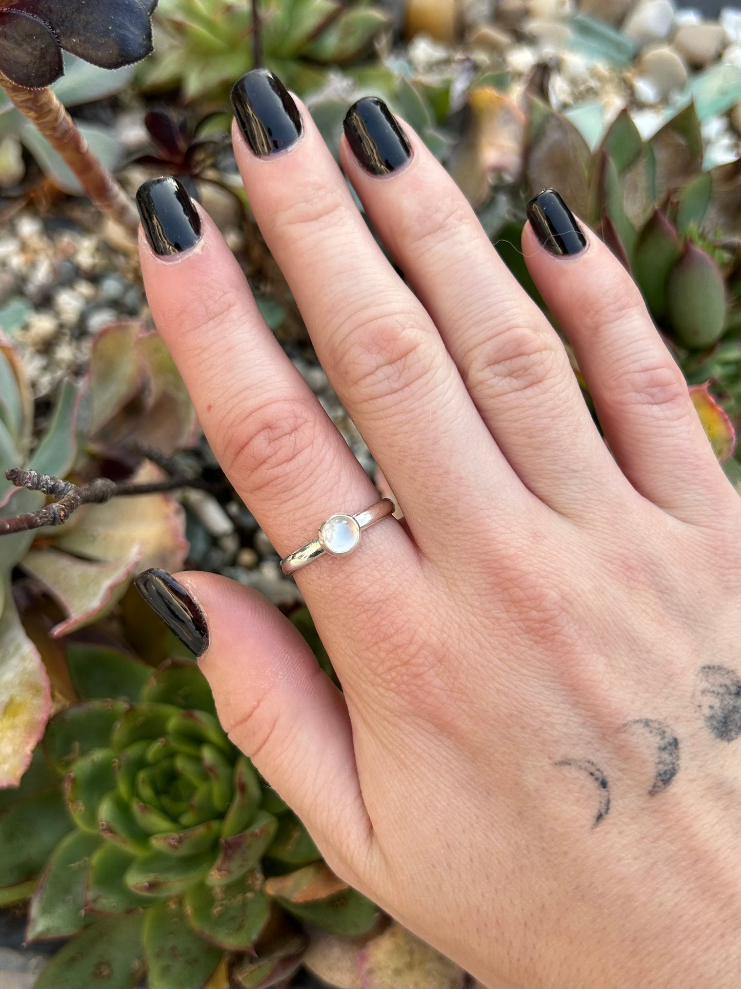 Mini Moonstone Sterling Silver Ring