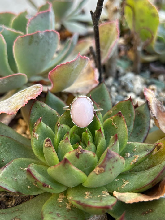 Pink Opal Sterling Silver Ring