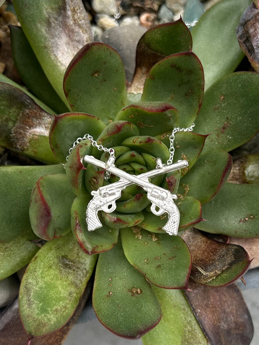 Double Revolver Sterling Silver Necklace