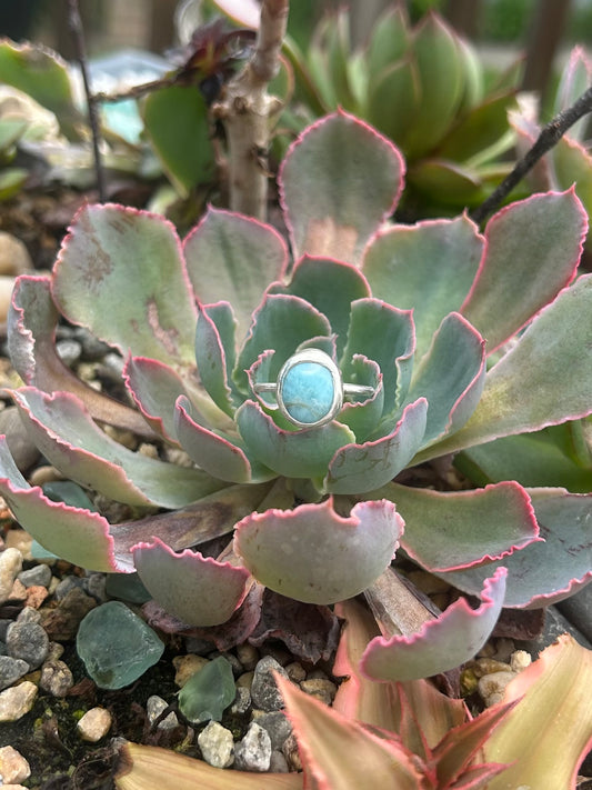 Larimar Dainty Sterling Silver Ring