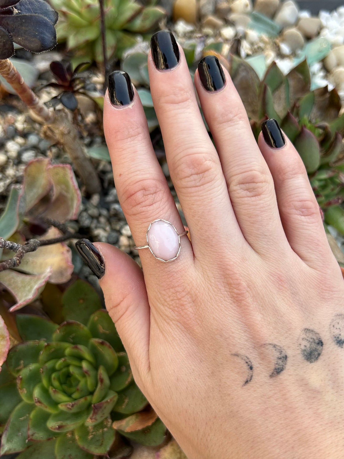 Pink Opal Sterling Silver Ring
