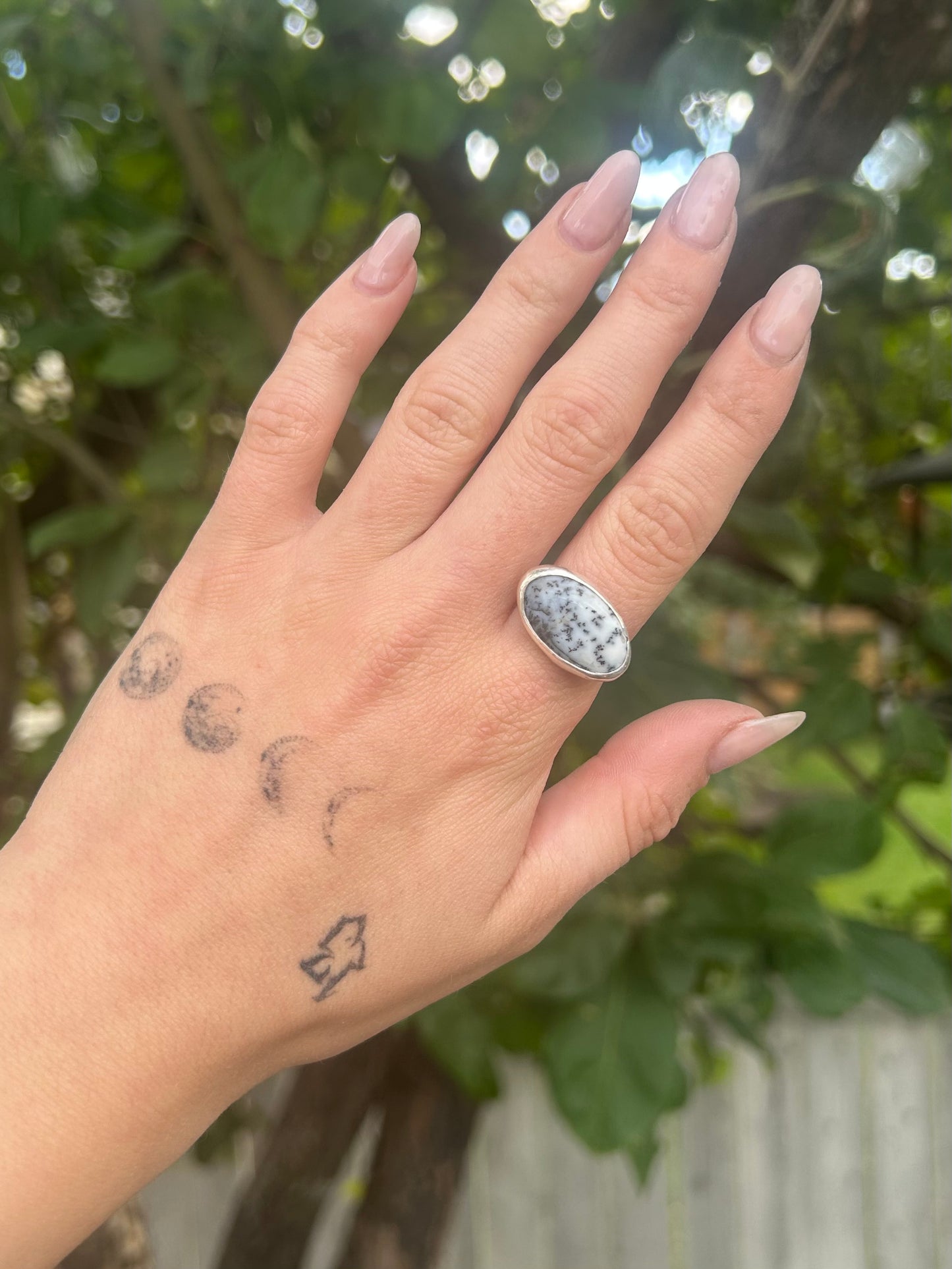 Dendritic Agate Sterling Silver Ring