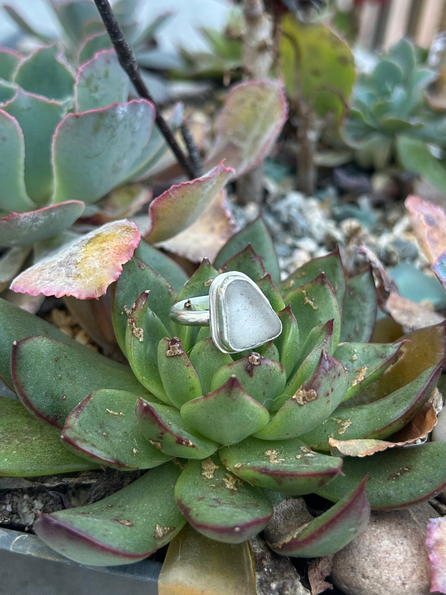 White Sea-glass Sterling Silver Ring