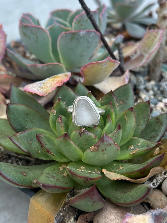 White Sea-glass Sterling Silver Ring