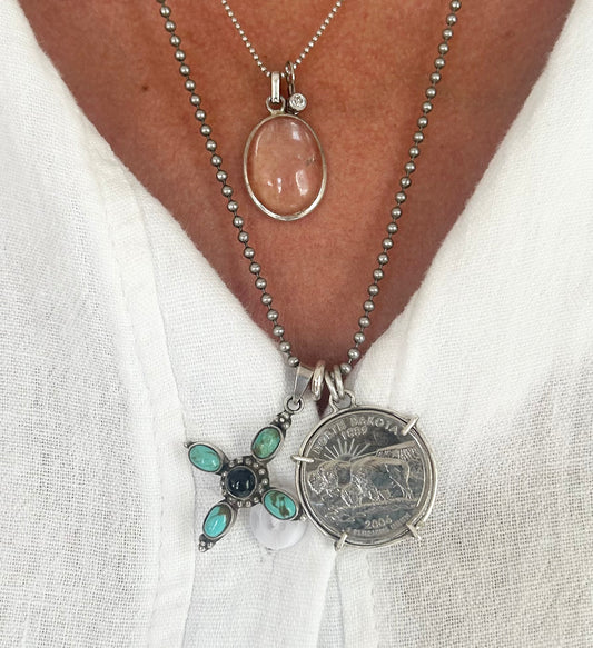Buffalo Coin Encased Sterling Silver Pendant
