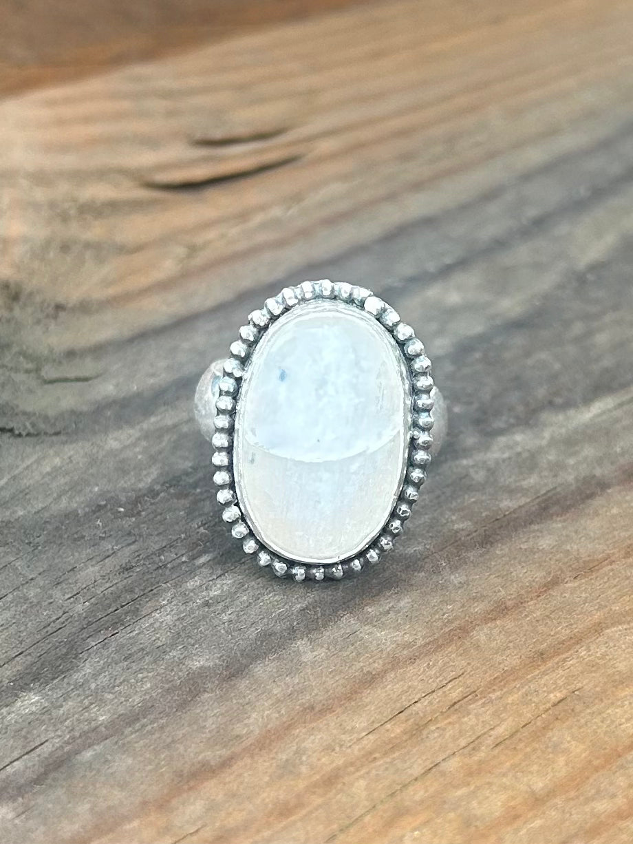 Rainbow Moonstone Sterling Silver Ring