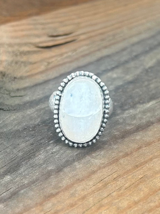 Rainbow Moonstone Sterling Silver Ring